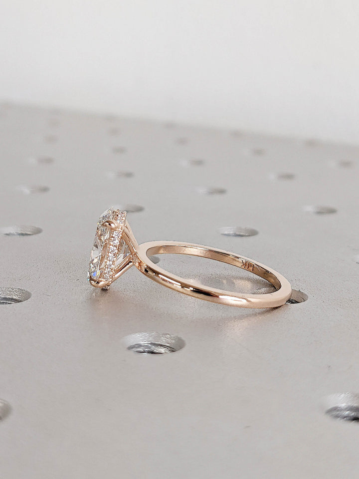 2.50CT Oval Cut Hidden Halo Lab Grown Diamond Engagement Ring Pretty Engagement Rings