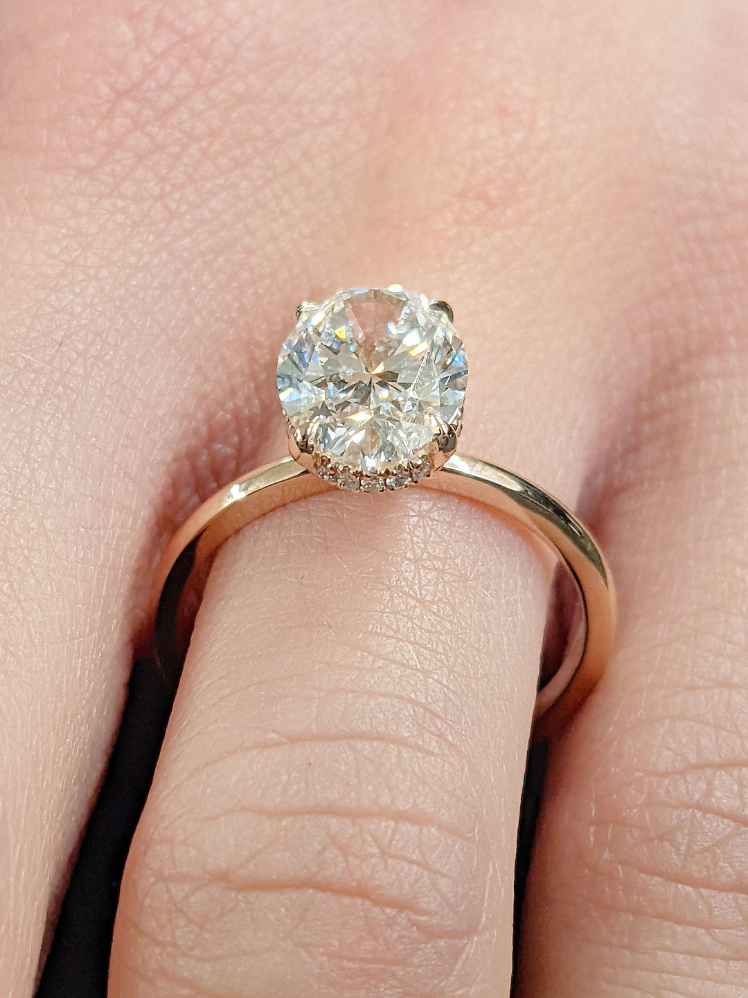 2.50CT Oval Cut Hidden Halo Lab Grown Diamond Engagement Ring Pretty Engagement Rings