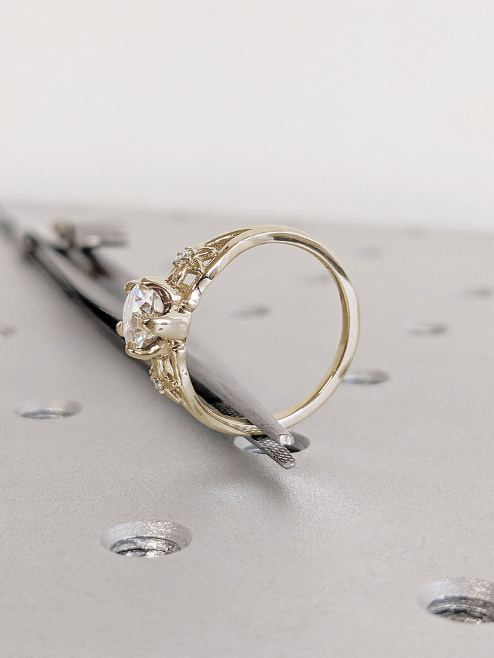 1.0CT Round Cut Unique 3 Stone Lab Grown Diamond Engagement Ring For Women