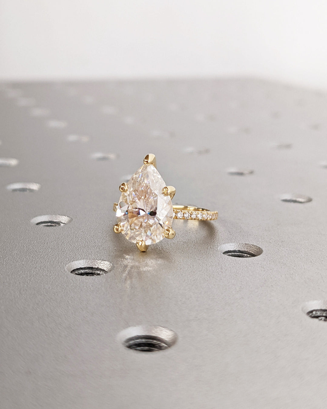 4.0CT Pear Cut Pave IGI Certified Lab Grown Diamond Hidden Halo Engagement Ring