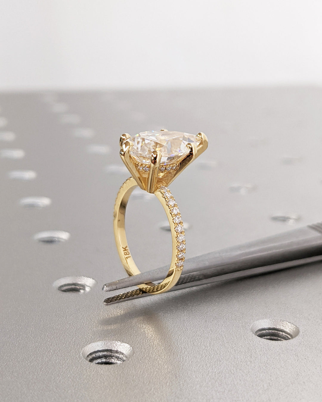 4.0CT Pear Cut Pave IGI Certified Lab Grown Diamond Hidden Halo Engagement Ring