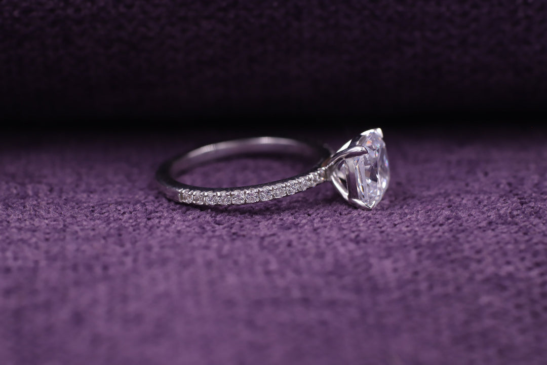 1.50CT Cushion Cut Pave Lab Grown Diamond Engagement Ring For Women