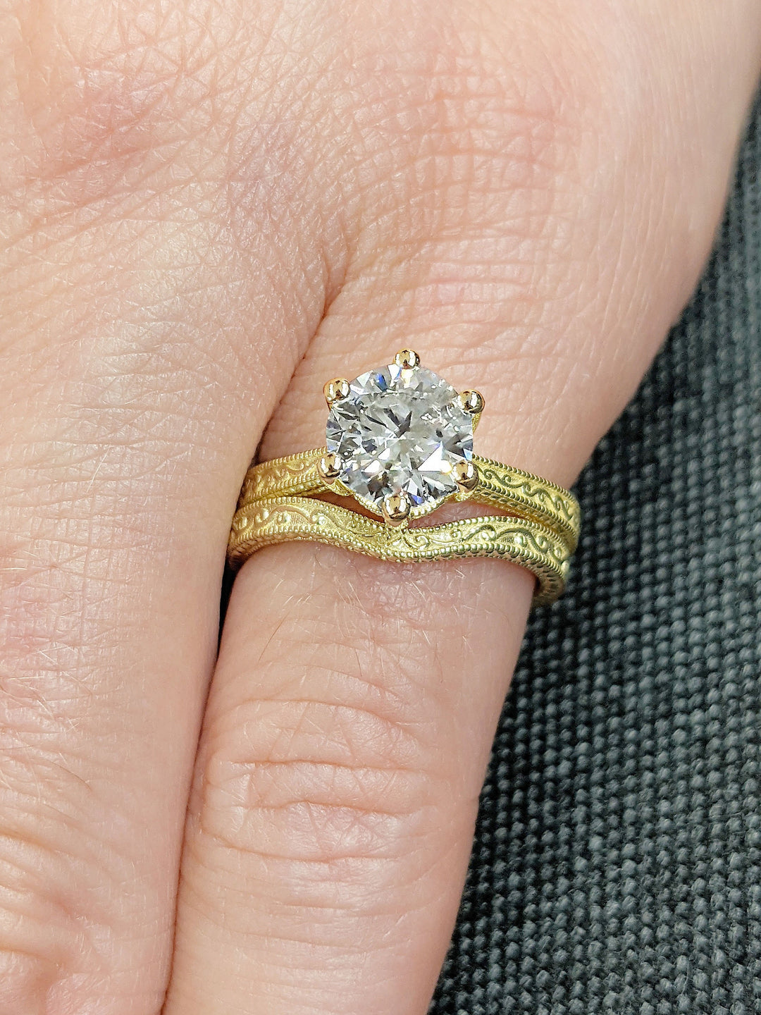 1.0CT Round Cut Vintage Lab Grown Diamond Engagement Ring For Women