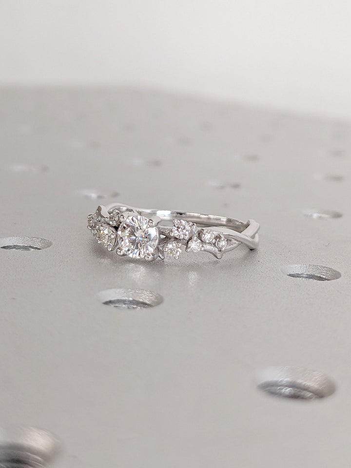 0.50CT Round Lab Grown Diamond Cluster Engagement Ring For Women