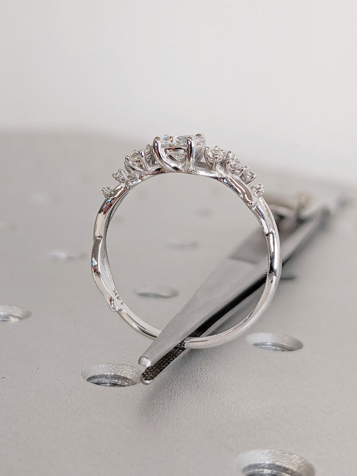 0.50CT Round Lab Grown Diamond Cluster Engagement Ring For Women