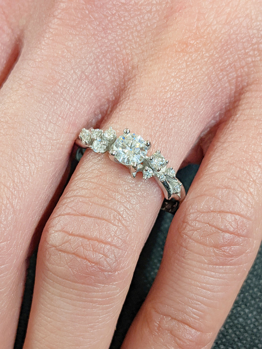 0.50CT Round Lab Grown Diamond Cluster Engagement Ring For Women