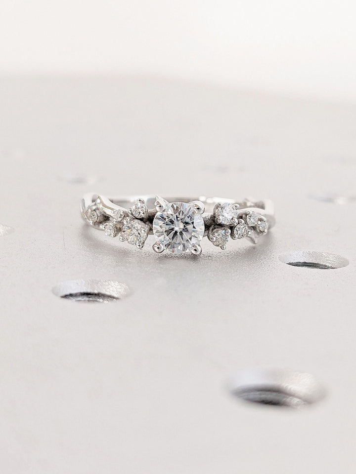 0.50CT Round Lab Grown Diamond Cluster Engagement Ring For Women