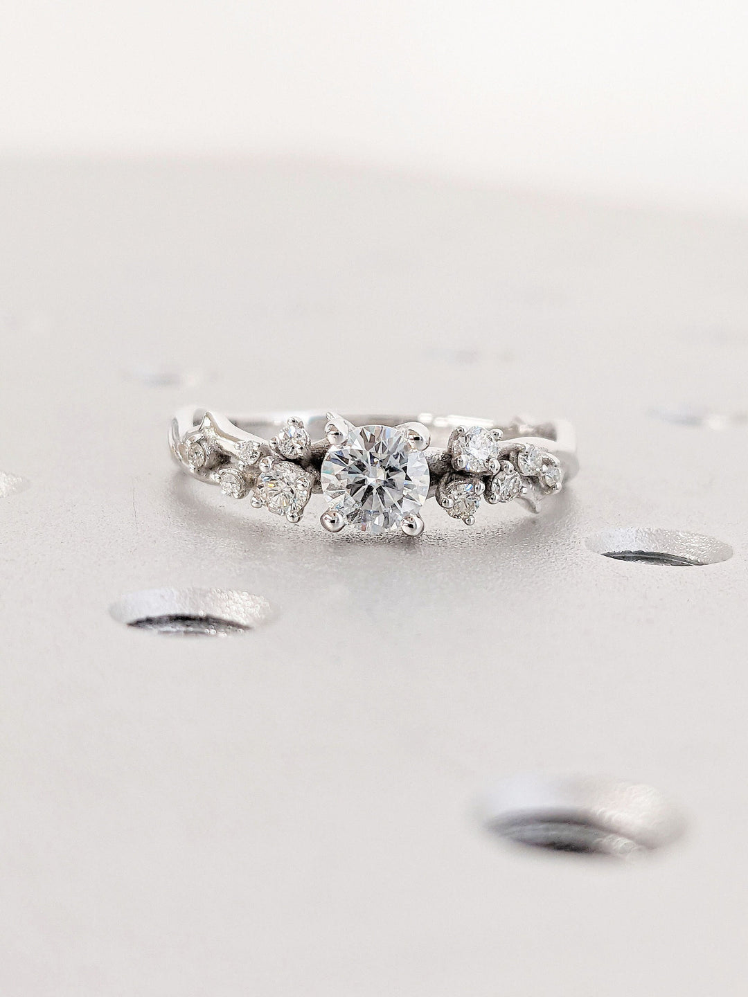 0.50CT Round Cut Cluster Lab Grown Diamond Engagement Ring For Women