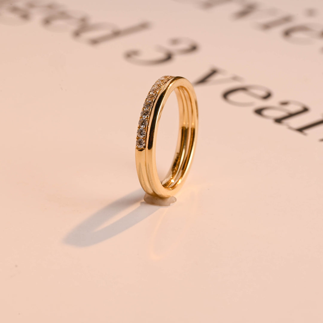 0.45CT Round Cut Half Eternity CVD EF/VVS Diamond Double Row Wedding Band For Women
