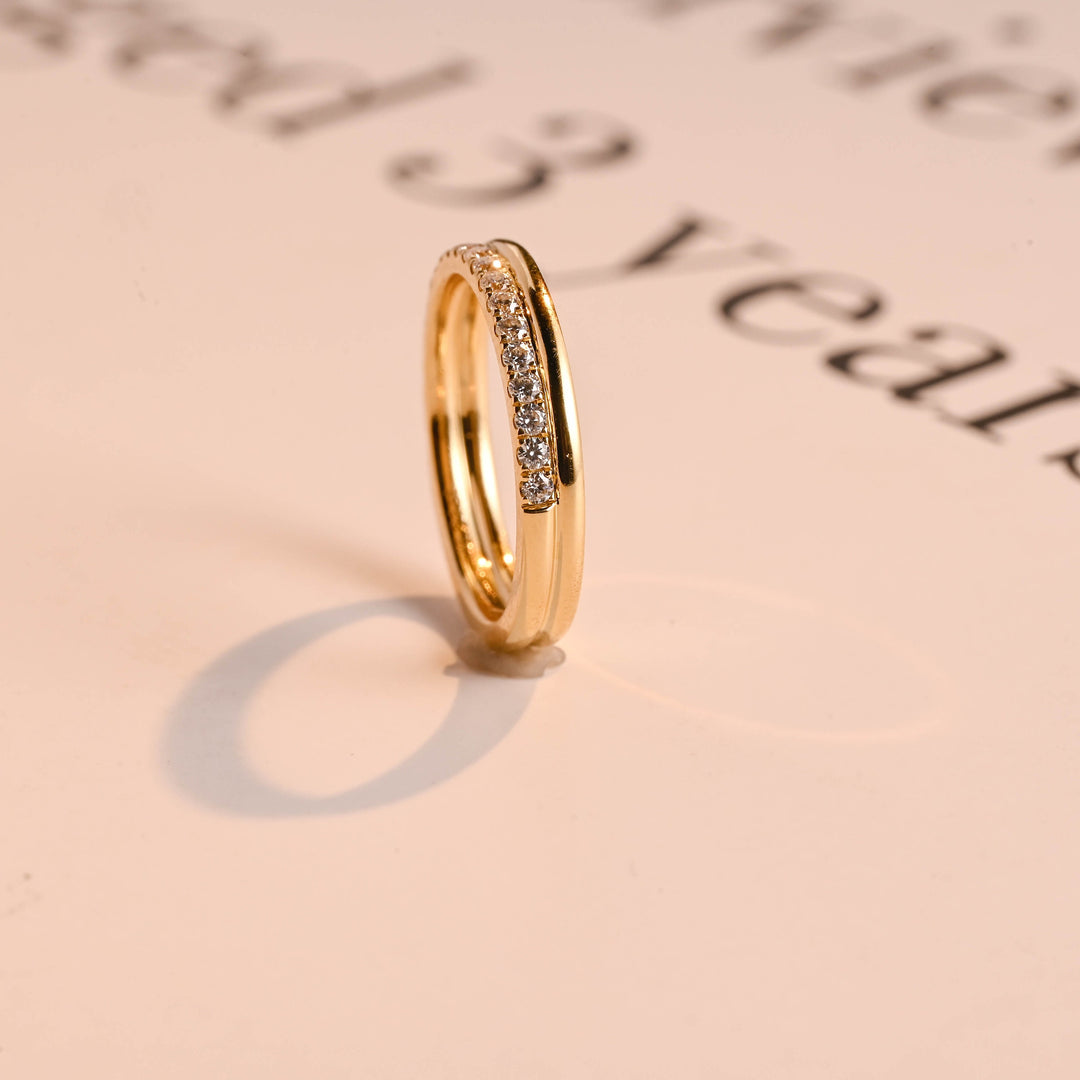 0.45CT Round Cut Half Eternity CVD EF/VVS Diamond Double Row Wedding Band For Women