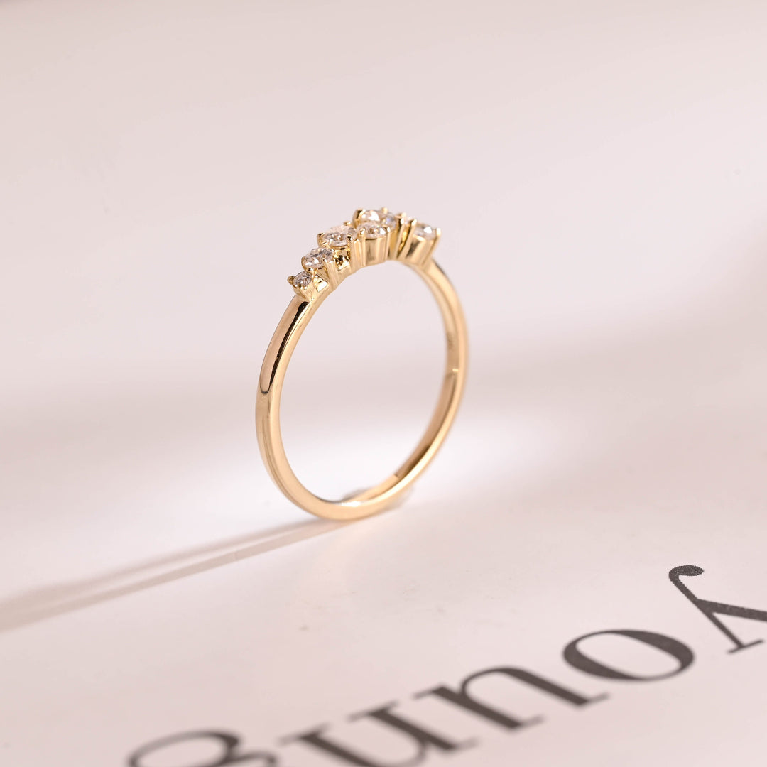0.30CT Round Cut Cluster CVD EF/VVS Diamond Wedding Band For Women