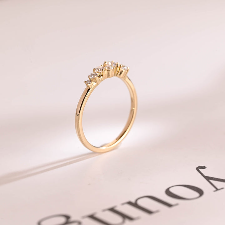 0.30CT Round Cut Cluster CVD EF/VVS Diamond Wedding Band For Women