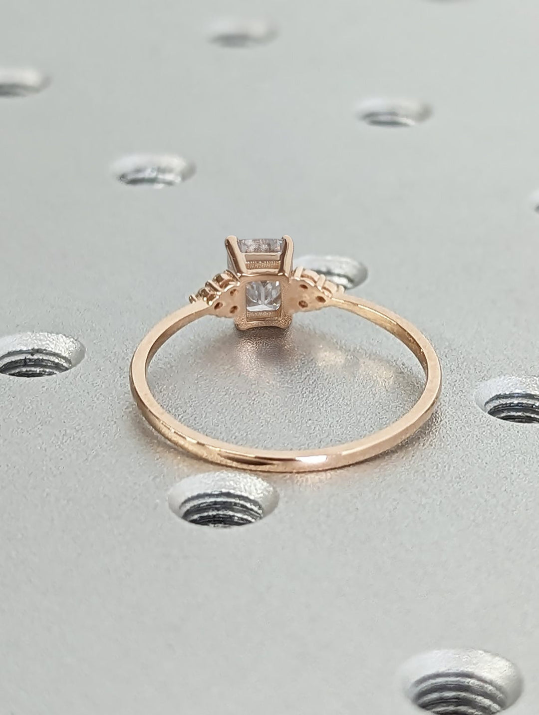 1.0CT Emerald Cut Cluster Lab Grown Diamond Engagement Ring For Women