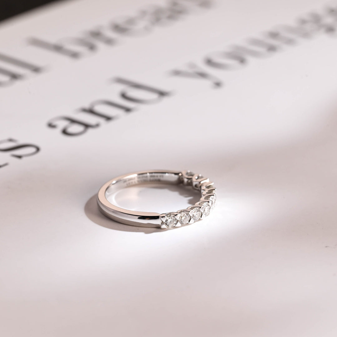 0.25CT Round Cut Half Eternity CVD EF/VVS Diamond Wedding Band For Women