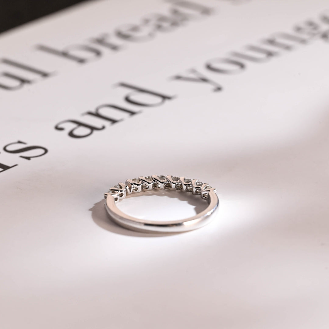 0.25CT Round Cut Half Eternity CVD EF/VVS Diamond Wedding Band For Women