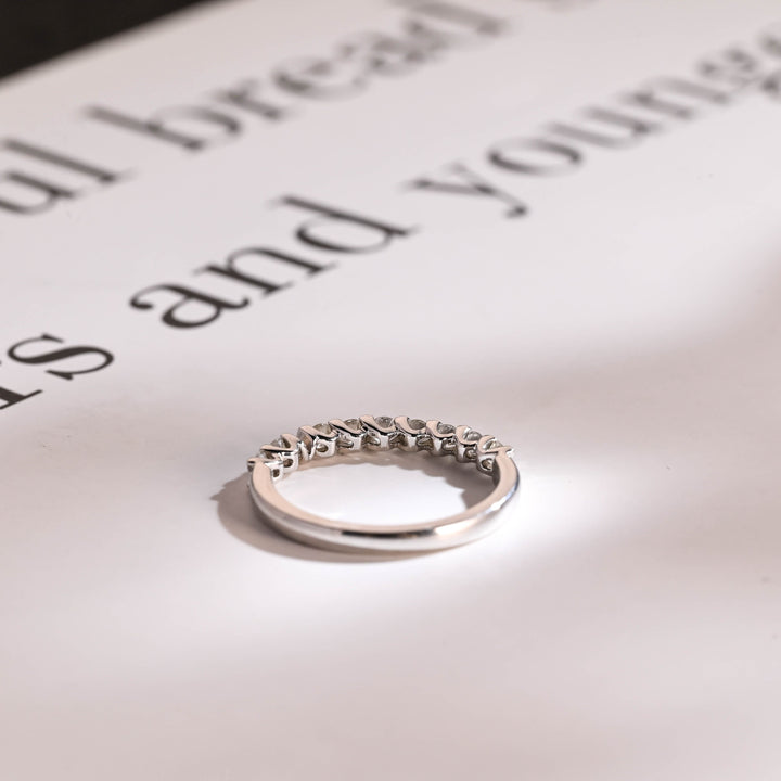 0.25CT Round Cut Half Eternity CVD EF/VVS Diamond Wedding Band For Women