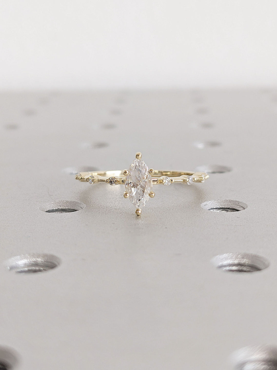 0.50CT Marquise Cut Petite Pave Lab Grown Diamond Engagement Ring For Her
