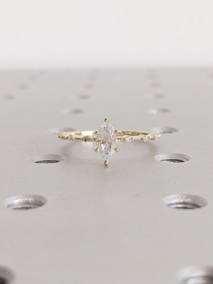 0.50CT Marquise Cut Petite Pave Lab Grown Diamond Engagement Ring For Her