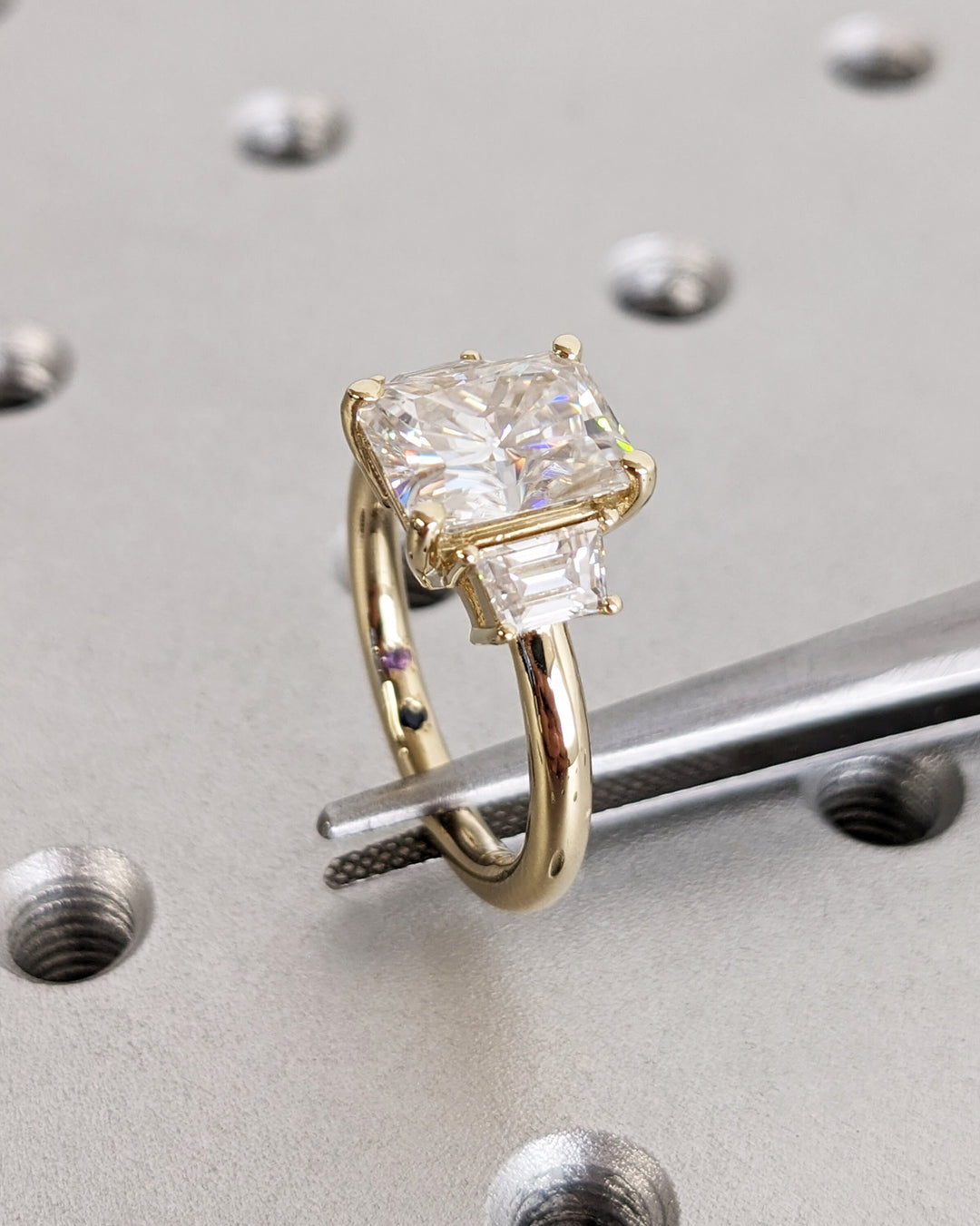 2.50CT Radiant Cut 3 Stone Lab Grown Diamond Engagement Ring For Women