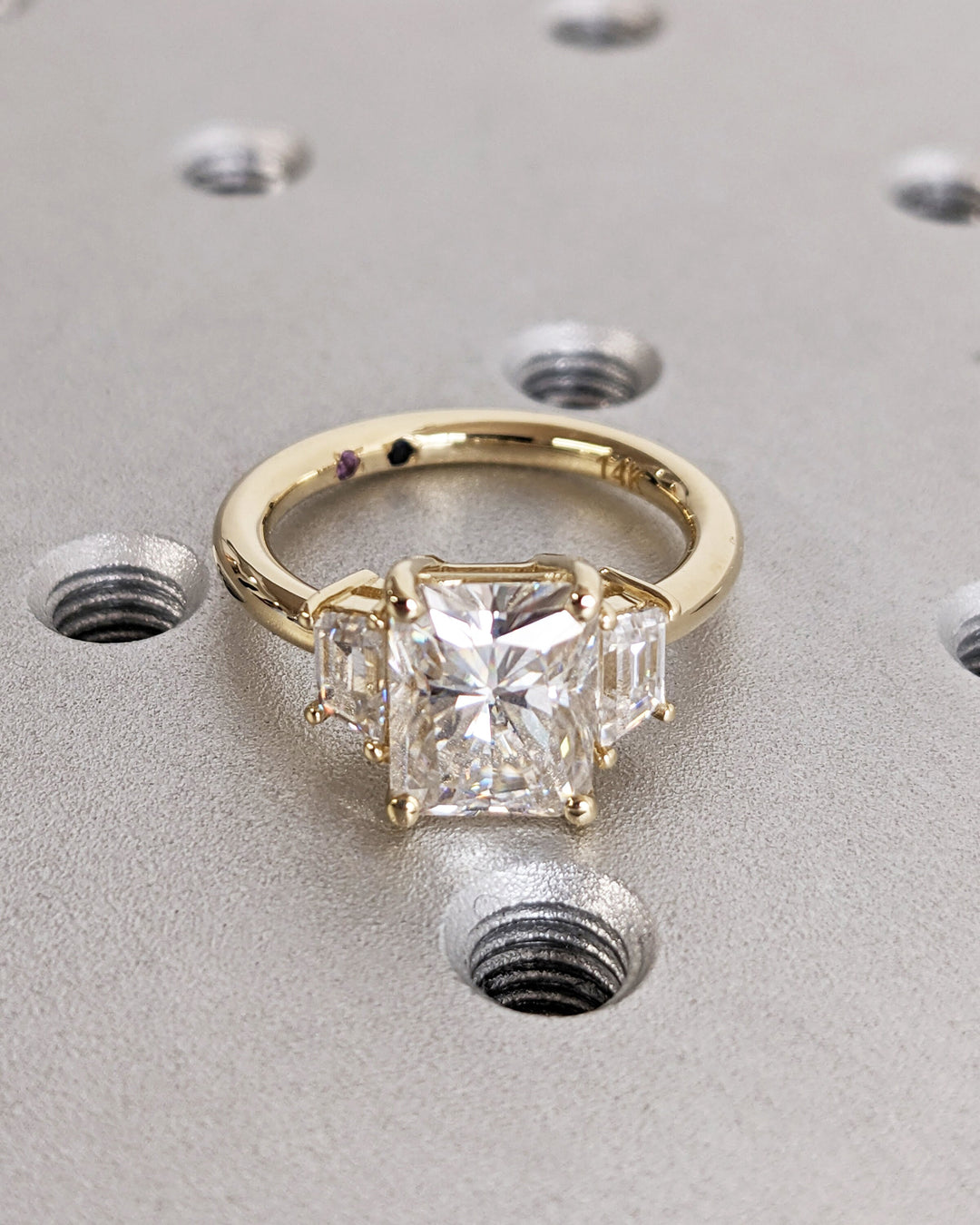 2.50CT Radiant Cut 3 Stone Lab Grown Diamond Engagement Ring For Women