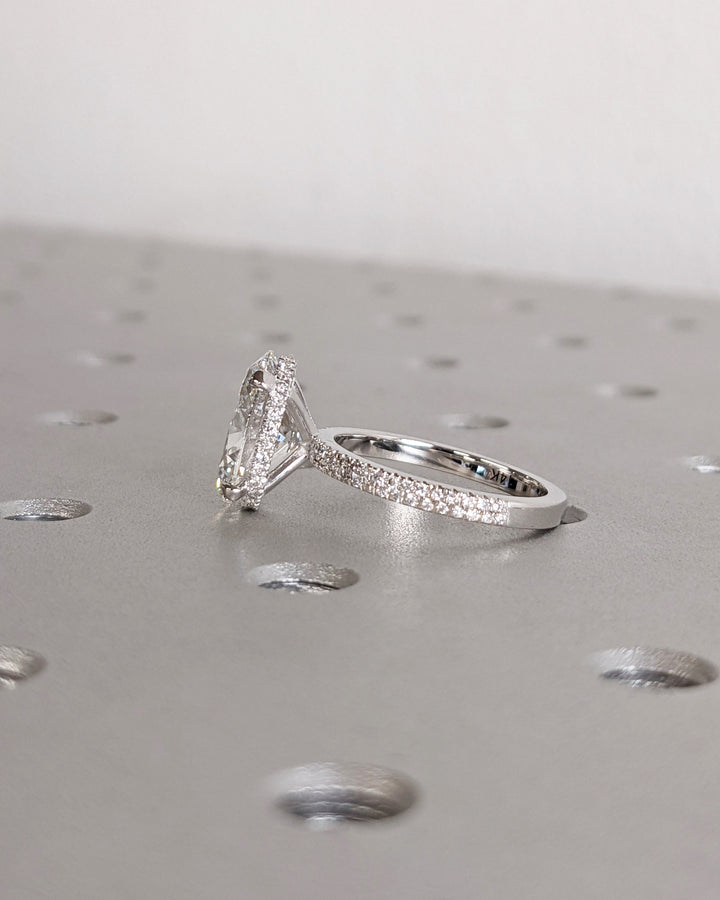 3.0CT Oval Cut Pave Lab Grown Diamond Hidden Halo Engagement Ring For Women