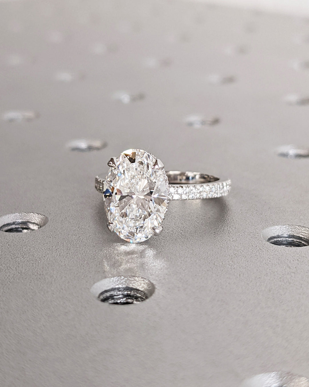 3.0CT Oval Cut Pave Lab Grown Diamond Hidden Halo Engagement Ring For Women