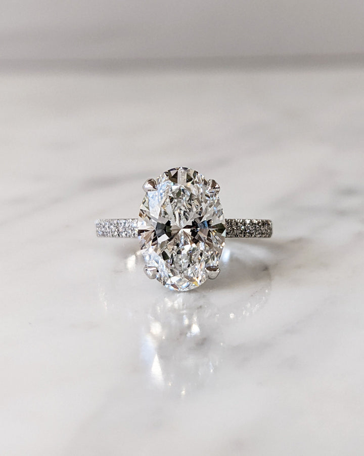 3.0CT Oval Cut Pave Lab Grown Diamond Hidden Halo Engagement Ring For Women
