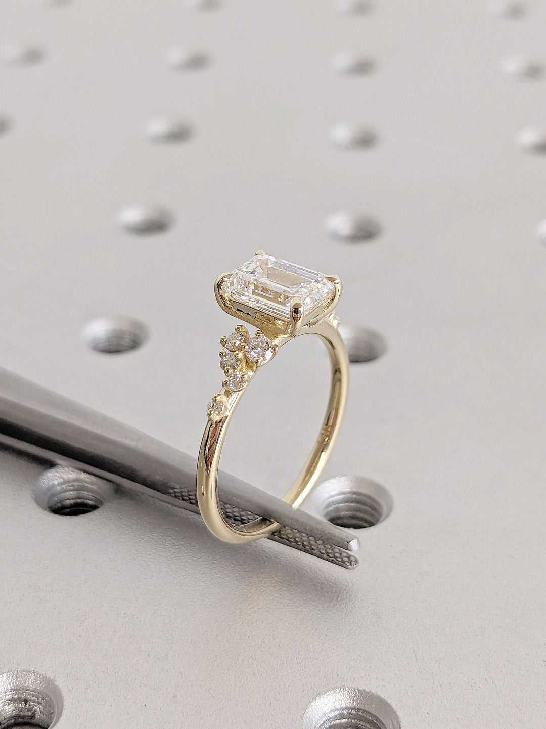 1.50CT Emerald Diamond Cluster Lab Grown Engagement Ring For Her