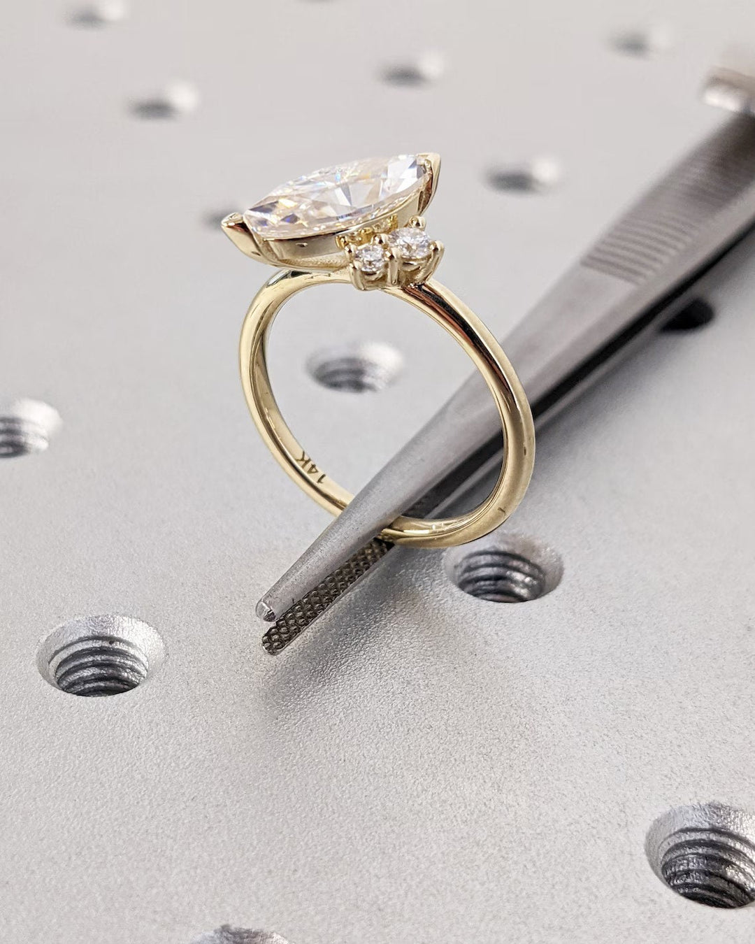 1.0CT Asymmetrical Marquise Cut Cluster Lab Grown Diamond Engagement Ring For Women