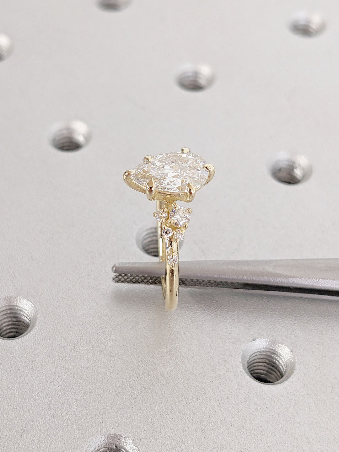 1.50CT Pear Cut Cluster Lab Grown Diamond Engagement Ring For Women
