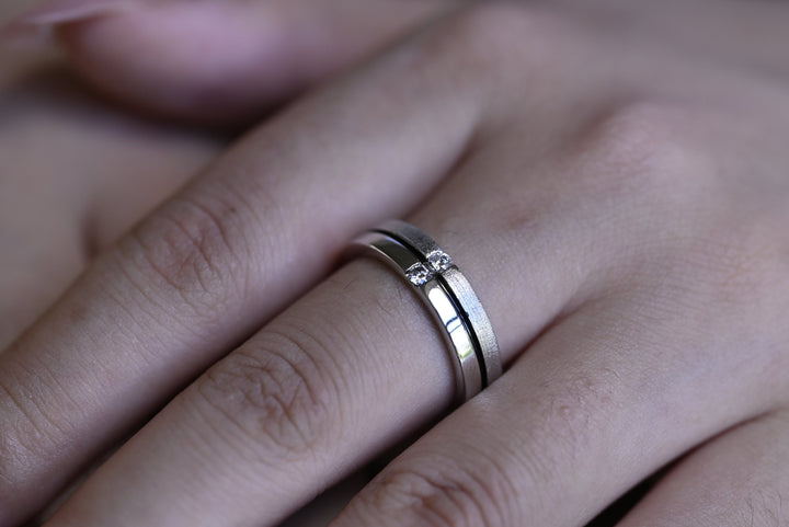 Round Cut Two Stone CVD EF/VVS Satin Diamond Wedding Band