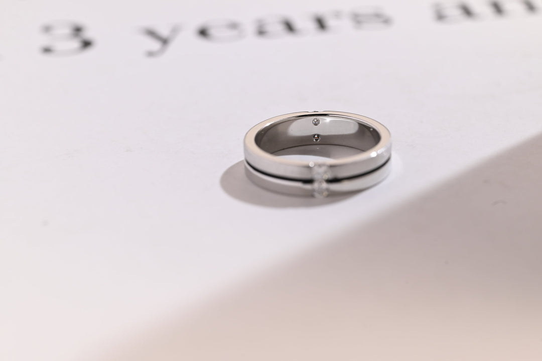 Round Cut Two Stone CVD EF/VVS Satin Diamond Wedding Band