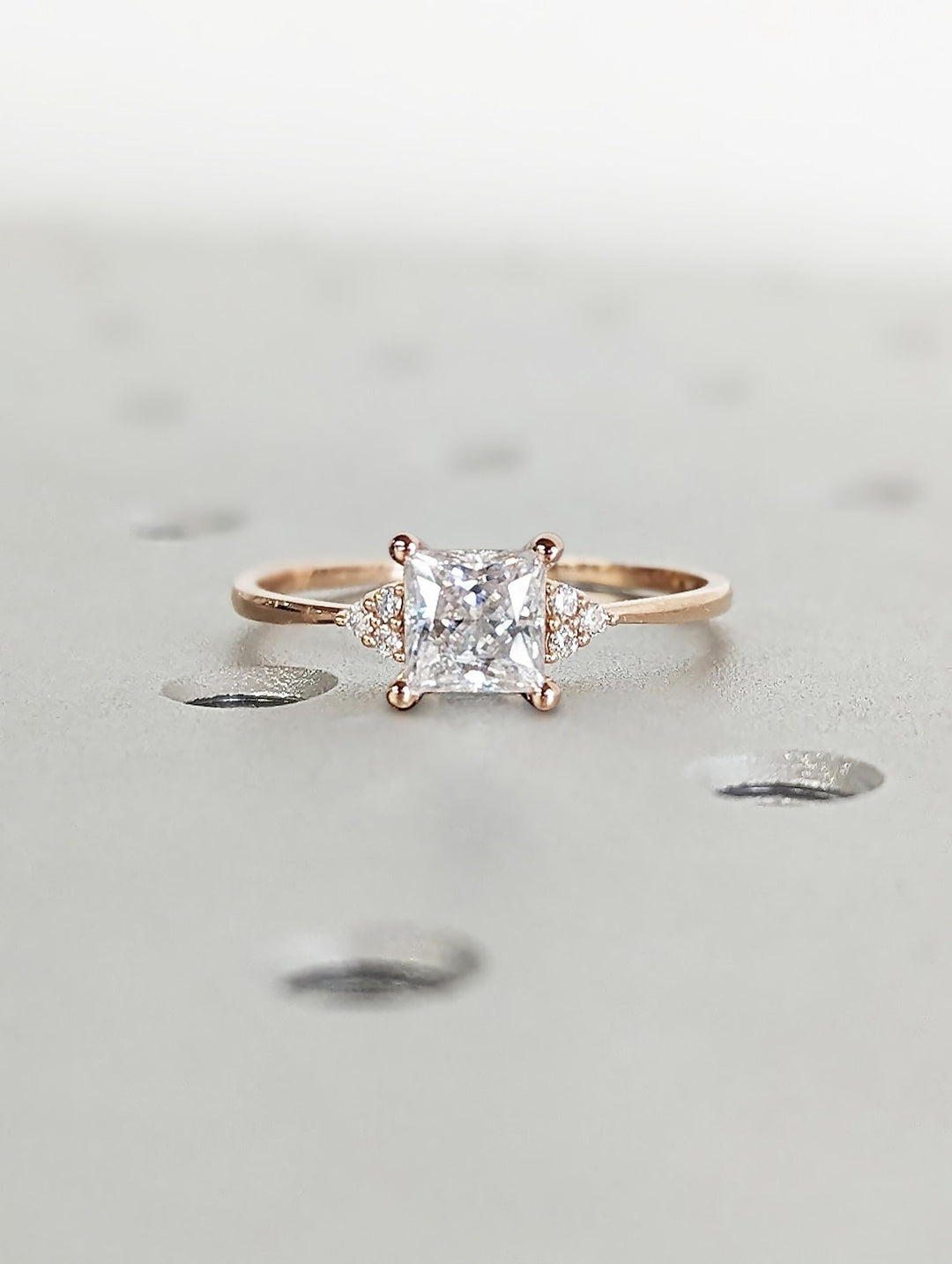 1.0CT Princess Cut Cluster Lab Grown Diamond Engagement Ring For Women