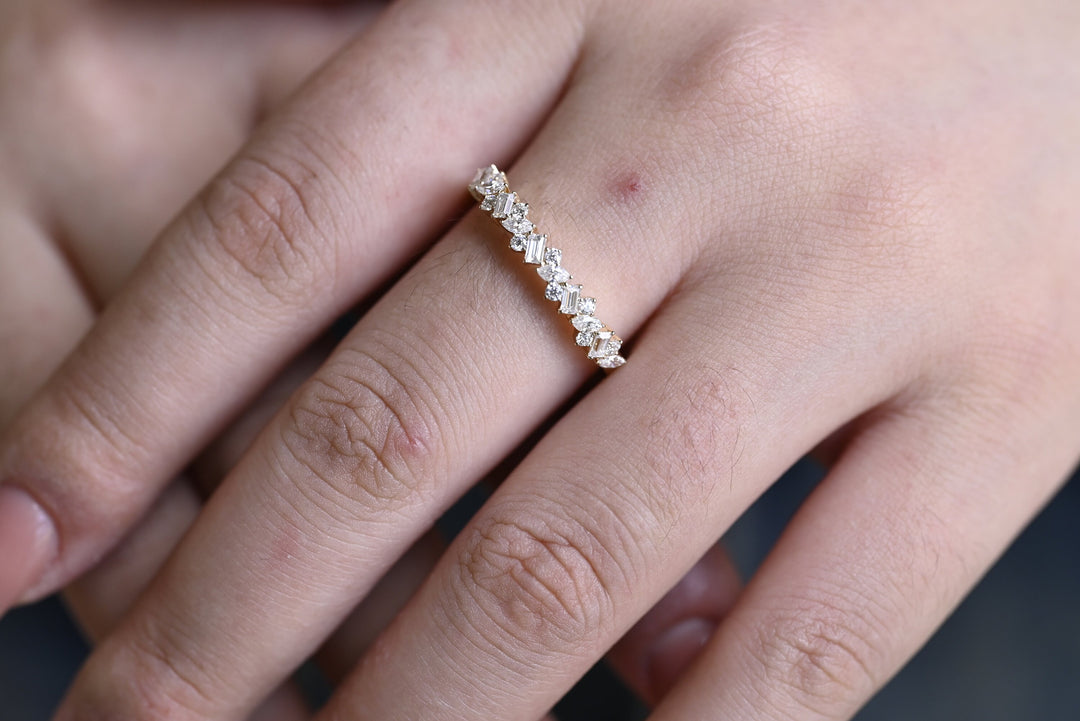 0.31CT Mix Stone Cut Cluster CVD EF/VVS Diamond Maximalist Wedding Band