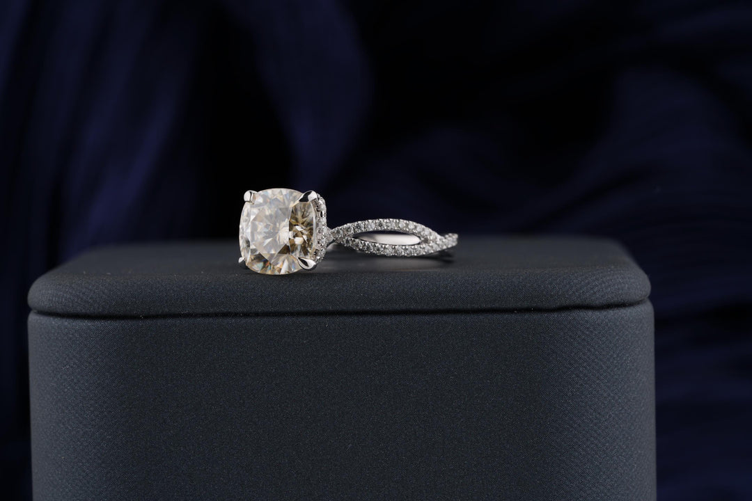 2.50CT Cushion Cut Inanity Lab Grown Diamond Hidden Halo Engagement Ring For Her