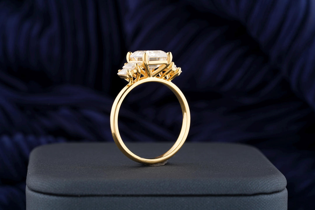 2.50CT Emerald Cut Five Stone Lab Grown Diamond Engagement Ring For Women