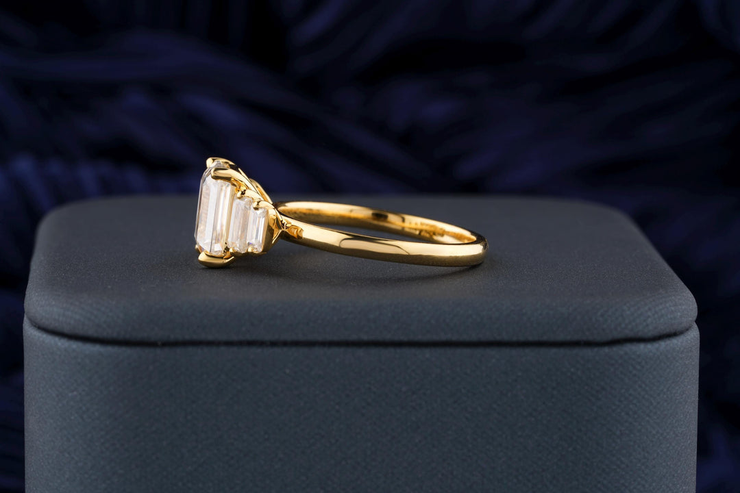 2.50CT Emerald Cut Five Stone Lab Grown Diamond Engagement Ring For Women