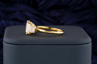 2.50CT Emerald Cut Five Stone Lab Grown Diamond Engagement Ring For Women
