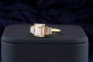 2.50CT Emerald Cut Five Stone Lab Grown Diamond Engagement Ring For Women