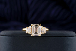 2.50CT Emerald Cut Five Stone Lab Grown Diamond Engagement Ring For Women