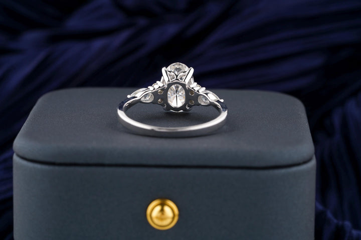 3.0CT Oval Cut Cluster Lab Grown Diamond Engagement Ring For Women