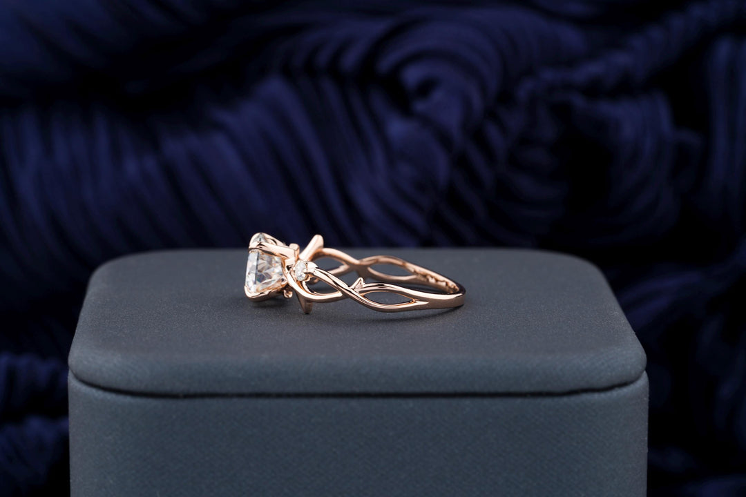 1.50CT Round Cut Twig Lab Grown Diamond Engagement Ring