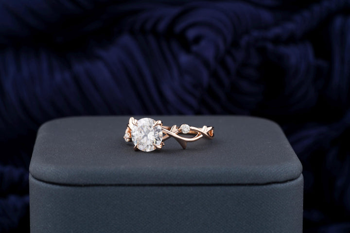 1.50CT Round Cut Twig Lab Grown Diamond Engagement Ring