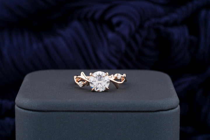 1.50CT Round Cut Twig Lab Grown Diamond Engagement Ring