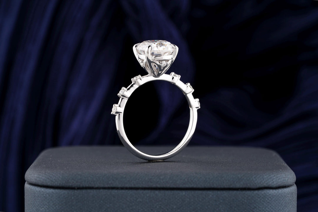 2.50CT Oval Cut Petite Pave Lab Grown Diamond Engagement Ring For Her