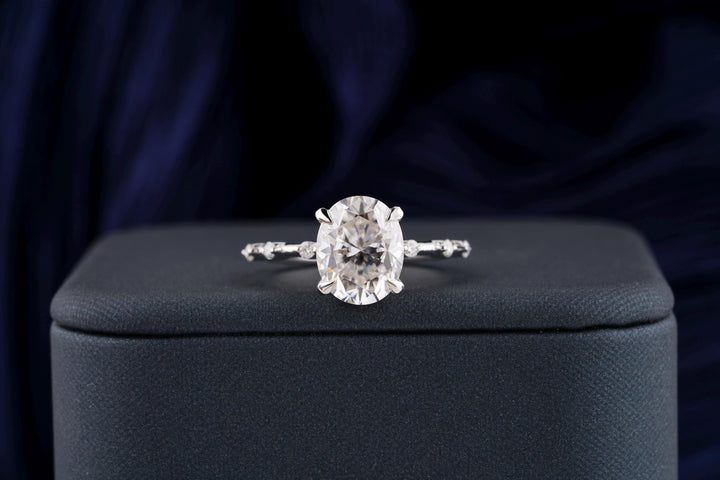 2.50CT Oval Cut Petite Pave Lab Grown Diamond Engagement Ring For Her