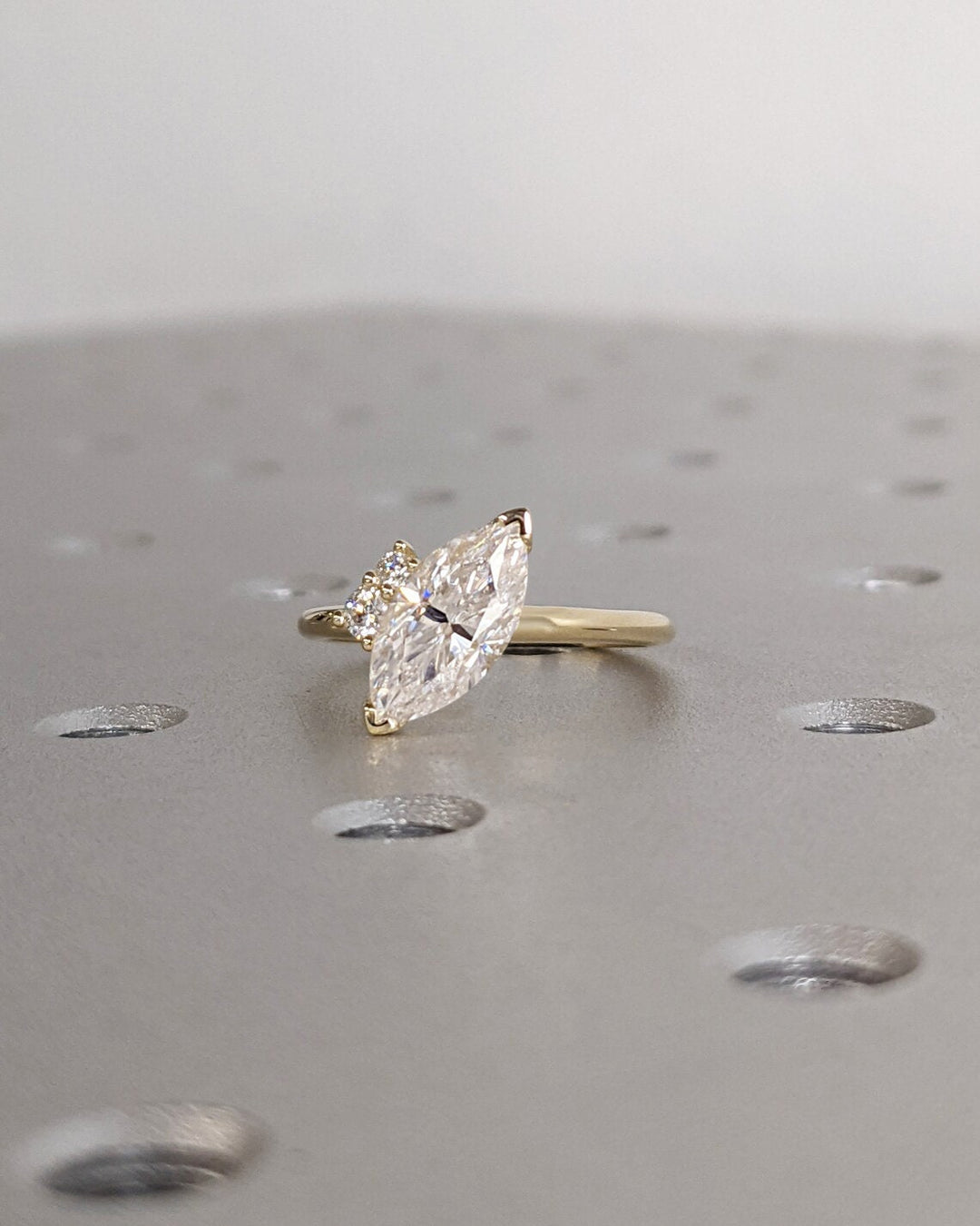 1.0CT Asymmetrical Marquise Cut Cluster Lab Grown Diamond Engagement Ring For Women