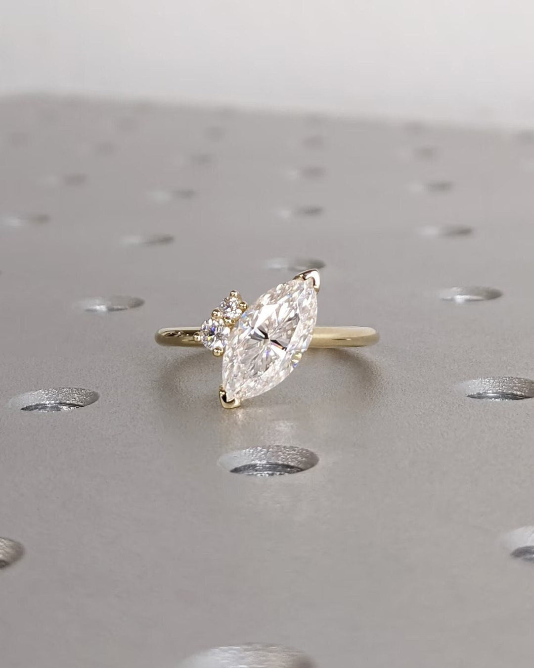 1.0CT Asymmetrical Marquise Cut Cluster Lab Grown Diamond Engagement Ring For Women