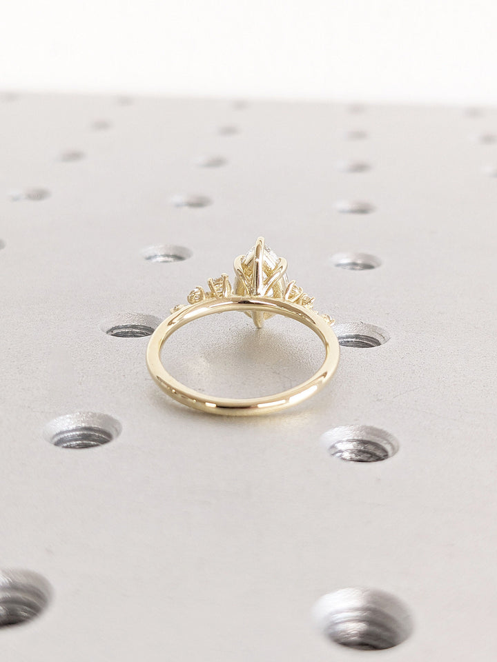 1.50CT Pear Cut Cluster Lab Grown Diamond Engagement Ring For Women