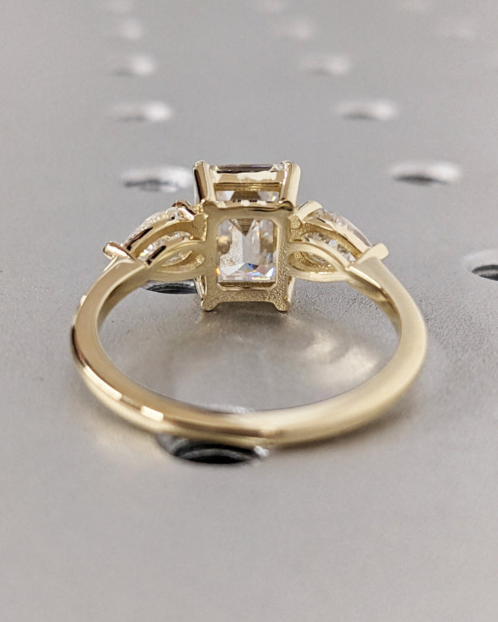 3.50CT Emerald Cut 3 Stone Diamond Lab Grown Engagement Ring For Women
